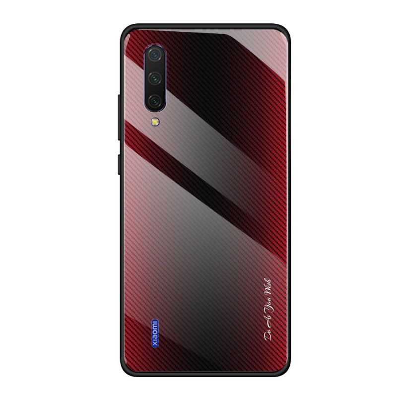 Hülle Xiaomi Mi 9 Lite Schwarz Handyhülle Gehärtetes Kohlefaserglas