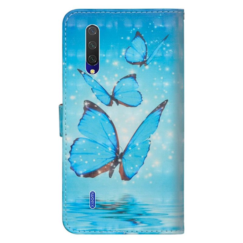 Lederhüllen Xiaomi Mi 9 Lite Fliegende Blaue Schmetterlinge