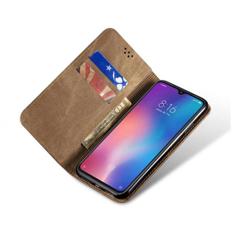 Flip Case Xiaomi Mi 9 Braun Jeansstoff