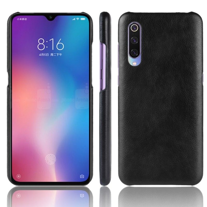 Hülle Xiaomi Mi 9 Schwarz Litschileder-Effekt