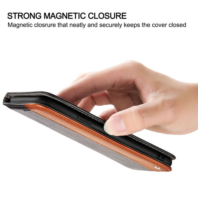 Flip Case Für Iphone 13 Mini Zweifarbiger Ledereffekt