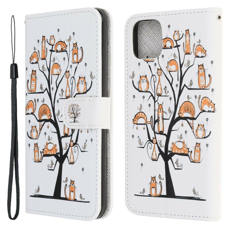 Lederhüllen Iphone 13 Mini Handyhülle Funky Cats Riemchen