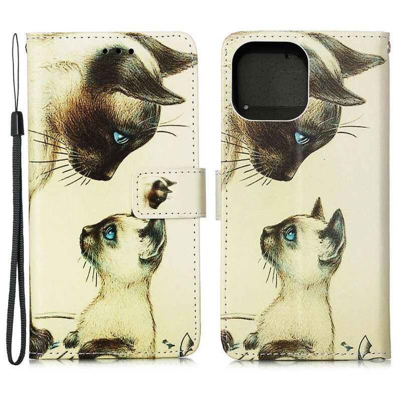 Lederhüllen Iphone 13 Mini Handyhülle Kätzchen Und Mutter