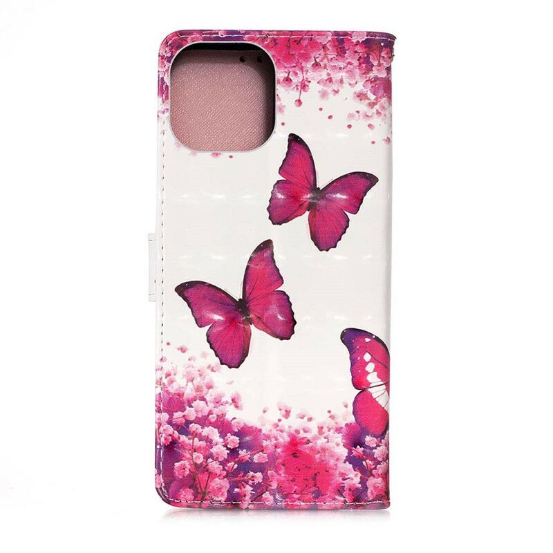 Lederhüllen Iphone 13 Mini Handyhülle Rote Schmetterlinge