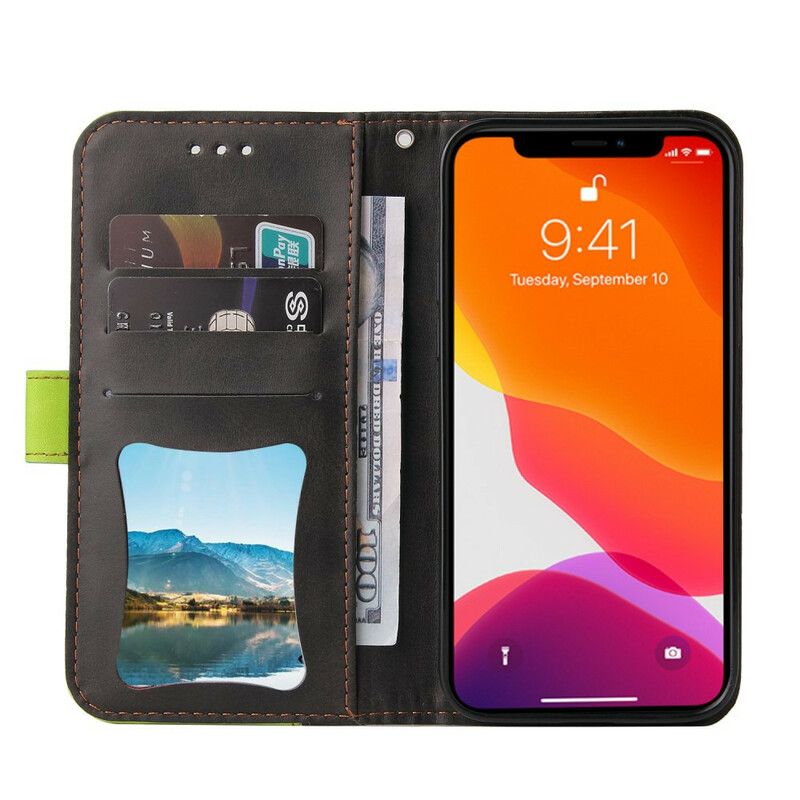 Lederhüllen Iphone 13 Mini Handyhülle Zweifarbiges Kunstleder