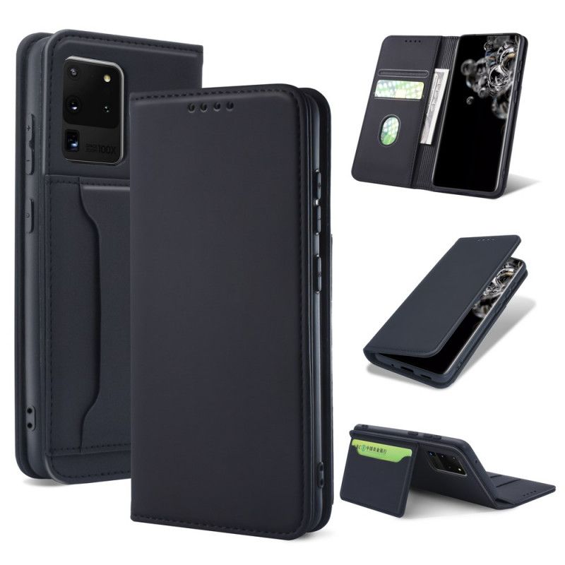 Flip Case Für Samsung Galaxy S20 Ultra Schwarz Inhaber Einer Unterstützungskarte