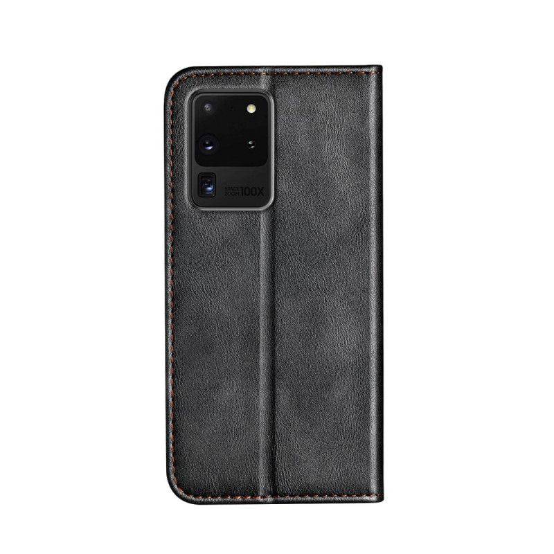 Flip Case Samsung Galaxy S20 Ultra Grau Zweifarbiger Ledereffekt