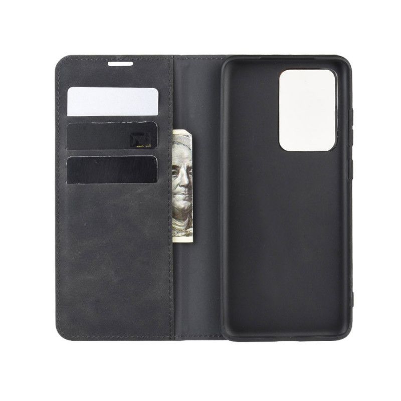 Flip Case Samsung Galaxy S20 Ultra Schwarz Business-Style-Ledereffekt