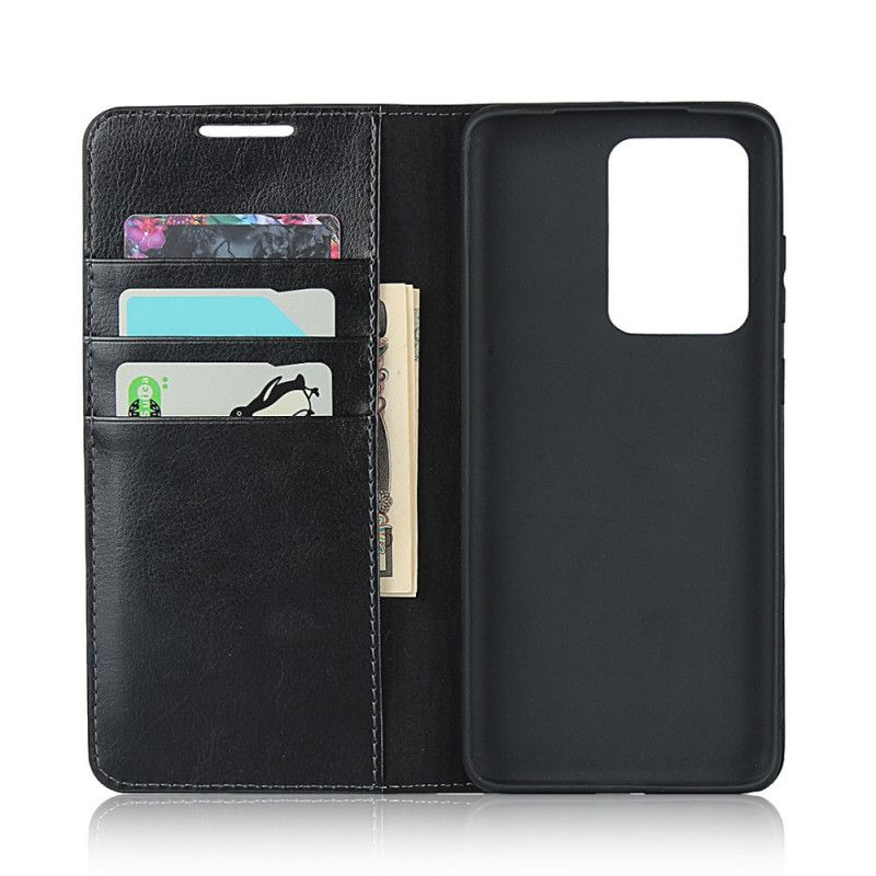 Flip Case Samsung Galaxy S20 Ultra Schwarz Echtes Leder