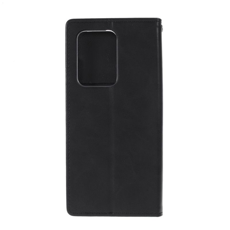 Flip Case Samsung Galaxy S20 Ultra Schwarz Quecksilberblauer Mondledereffekt