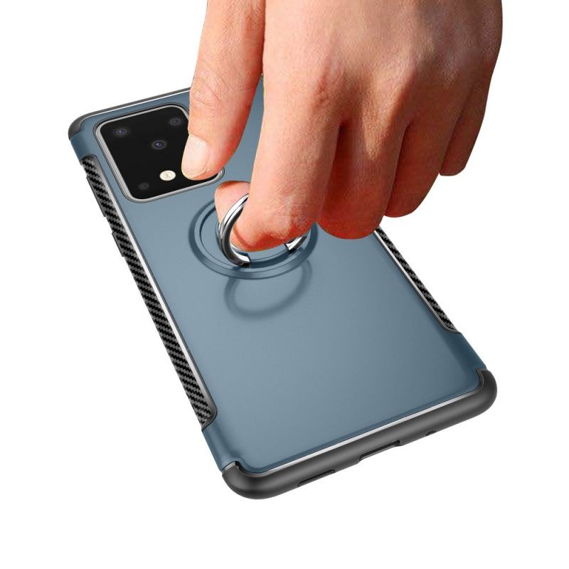 Hülle Für Samsung Galaxy S20 Ultra Schwarz Kohlefasermetallring