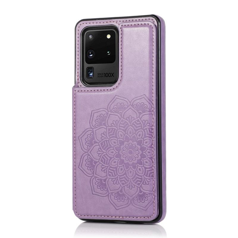 Hülle Samsung Galaxy S20 Ultra Grau Mandala-Druckkartenhalter