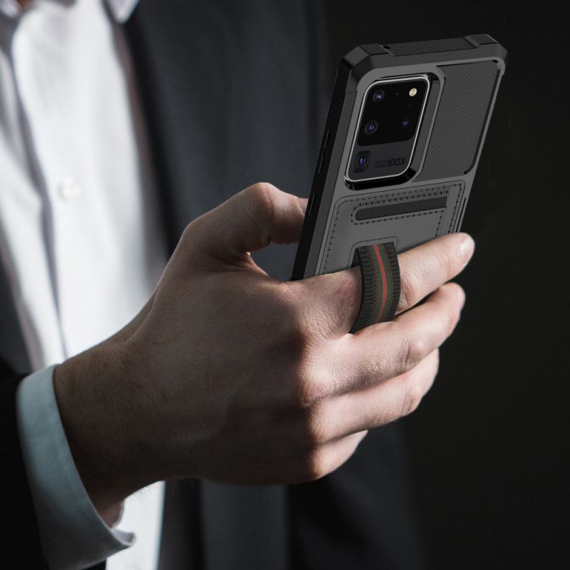 Hülle Samsung Galaxy S20 Ultra Schwarz Handyhülle Kartenhalter Und Gummiband