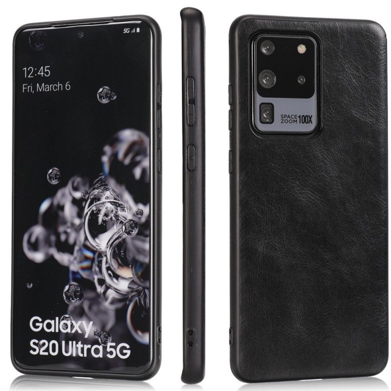 Hülle Samsung Galaxy S20 Ultra Schwarz Lederstil