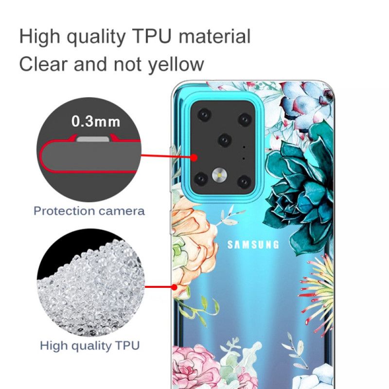Hülle Samsung Galaxy S20 Ultra Transparente Aquarellblumen