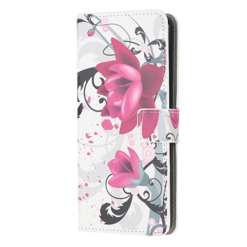 Lederhüllen Für Samsung Galaxy S20 Ultra Pink Tropische Blumen