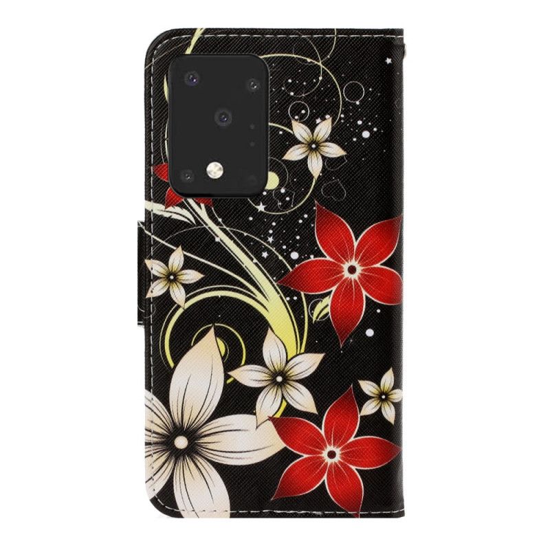 Lederhüllen Samsung Galaxy S20 Ultra Handyhülle Bunte Blumen Mit Tanga