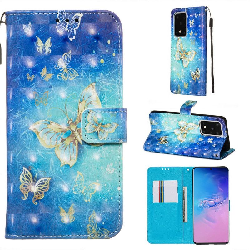 Lederhüllen Samsung Galaxy S20 Ultra Handyhülle Goldene Schmetterlinge