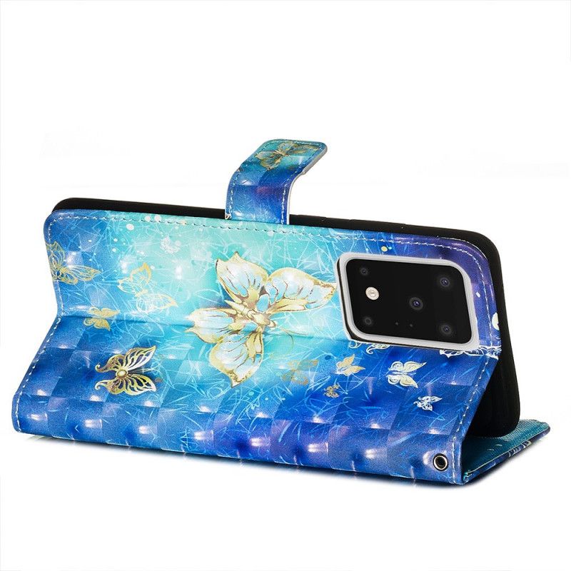 Lederhüllen Samsung Galaxy S20 Ultra Handyhülle Goldene Schmetterlinge