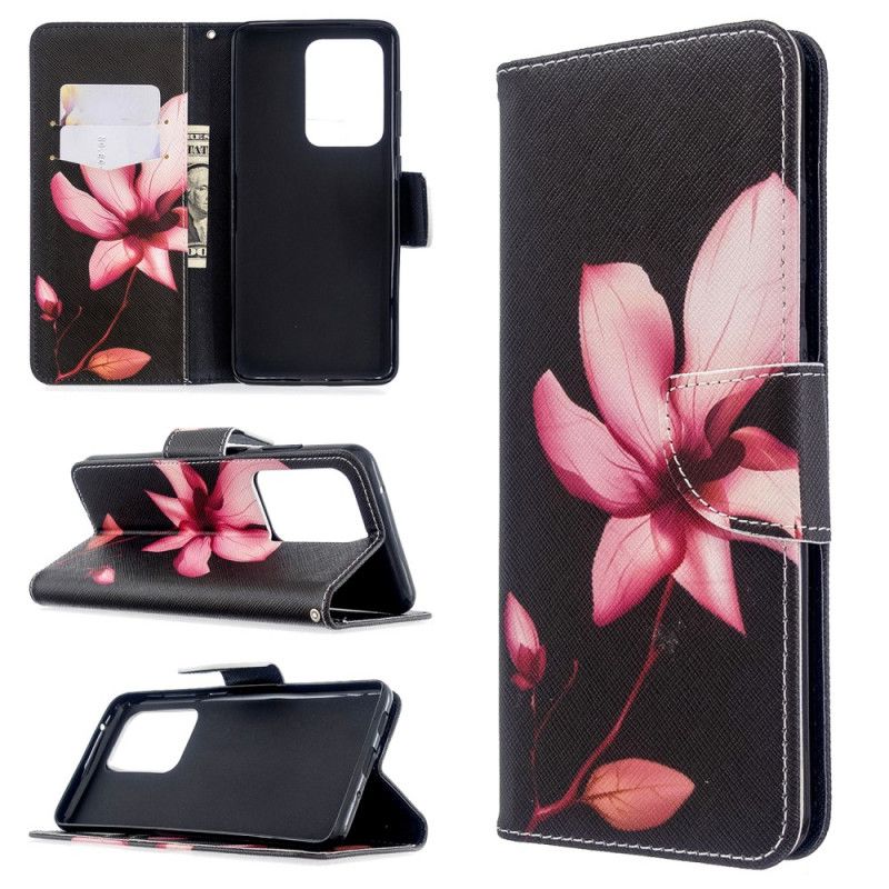 Lederhüllen Samsung Galaxy S20 Ultra Handyhülle Rosa Blume