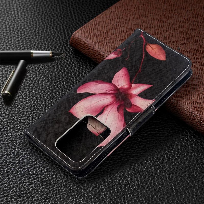 Lederhüllen Samsung Galaxy S20 Ultra Handyhülle Rosa Blume