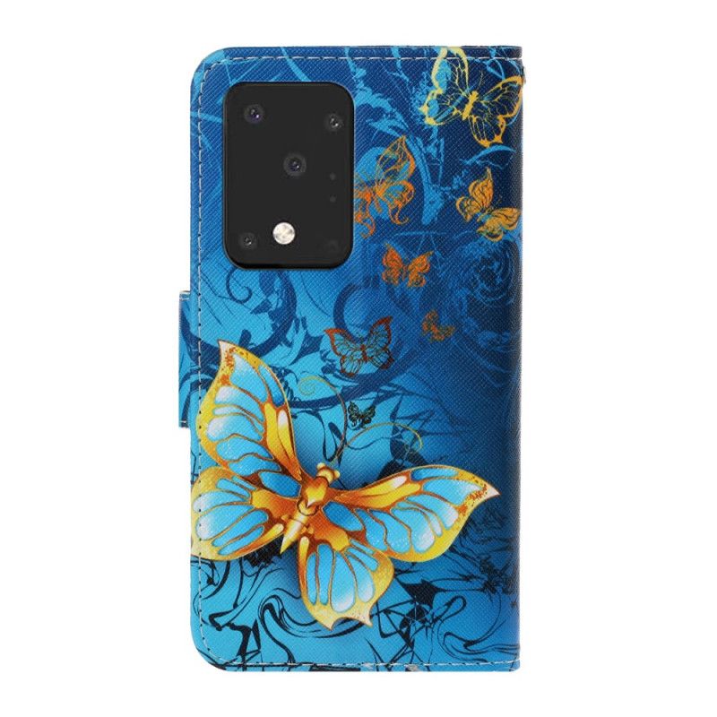 Lederhüllen Samsung Galaxy S20 Ultra Schwarz Schmetterlingsvariationen Mit Tanga