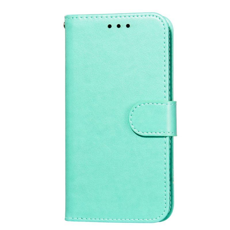 Flip Case Für Samsung Galaxy S22 5G Mit Kordel Einfarbiger Riemchen