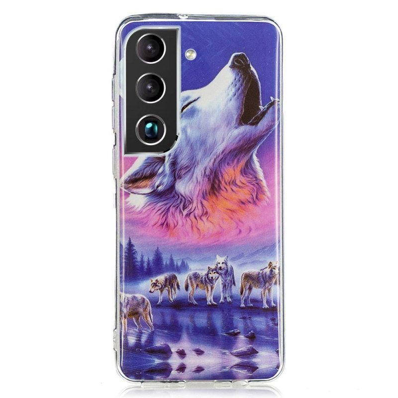 Handyhülle Für Samsung Galaxy S22 5G Fluoreszierender Wolf