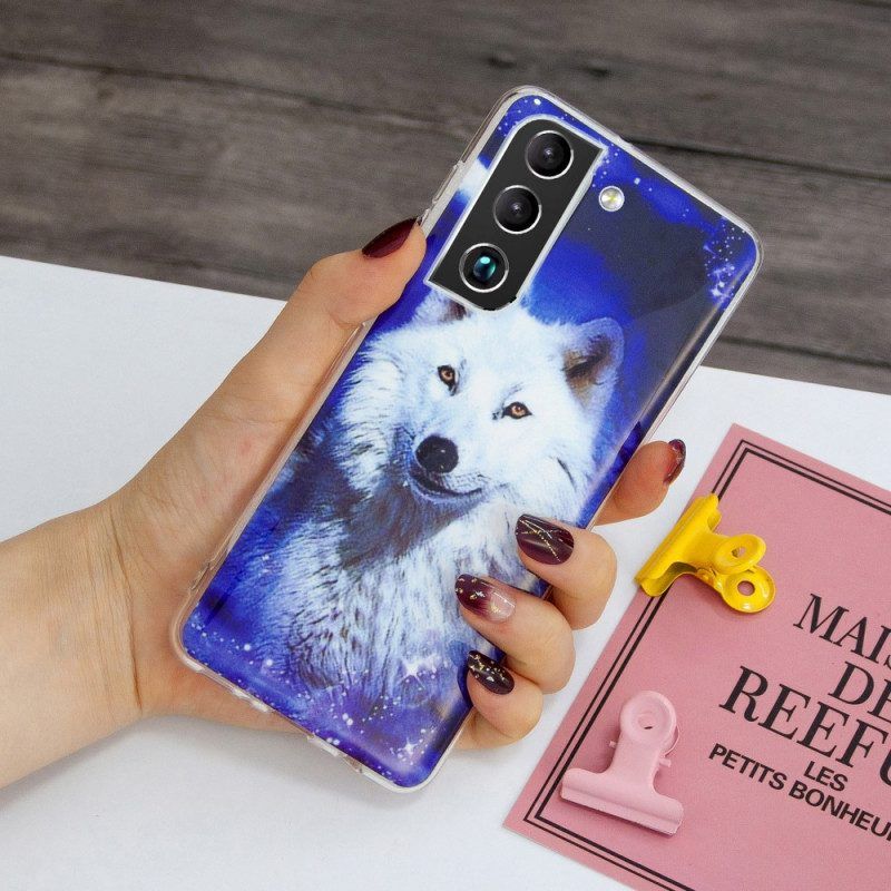 Handyhülle Für Samsung Galaxy S22 5G Fluoreszierender Wolf