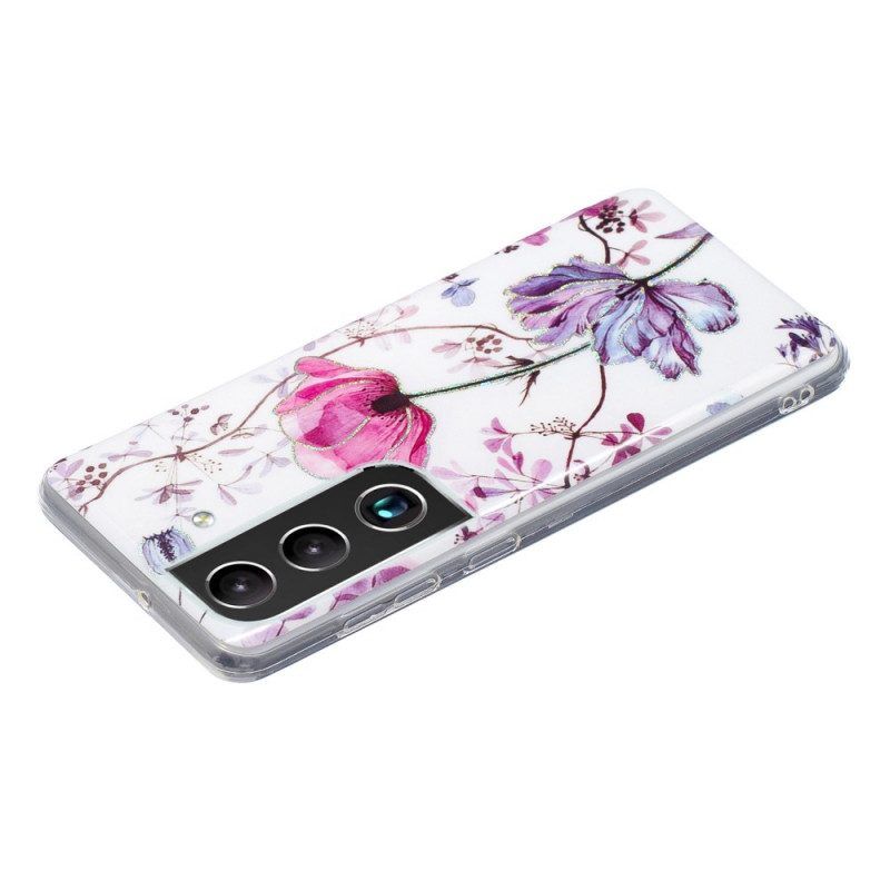 Hülle Für Samsung Galaxy S22 5G Marmorierte Blumen