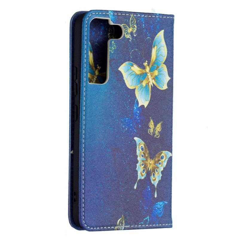 Schutzhülle Für Samsung Galaxy S22 5G Flip Case Bunte Schmetterlinge