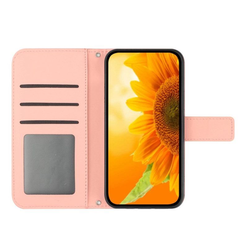 Flip Case Für Oppo Reno 8 Lite Sonnenblumen-schultergurt