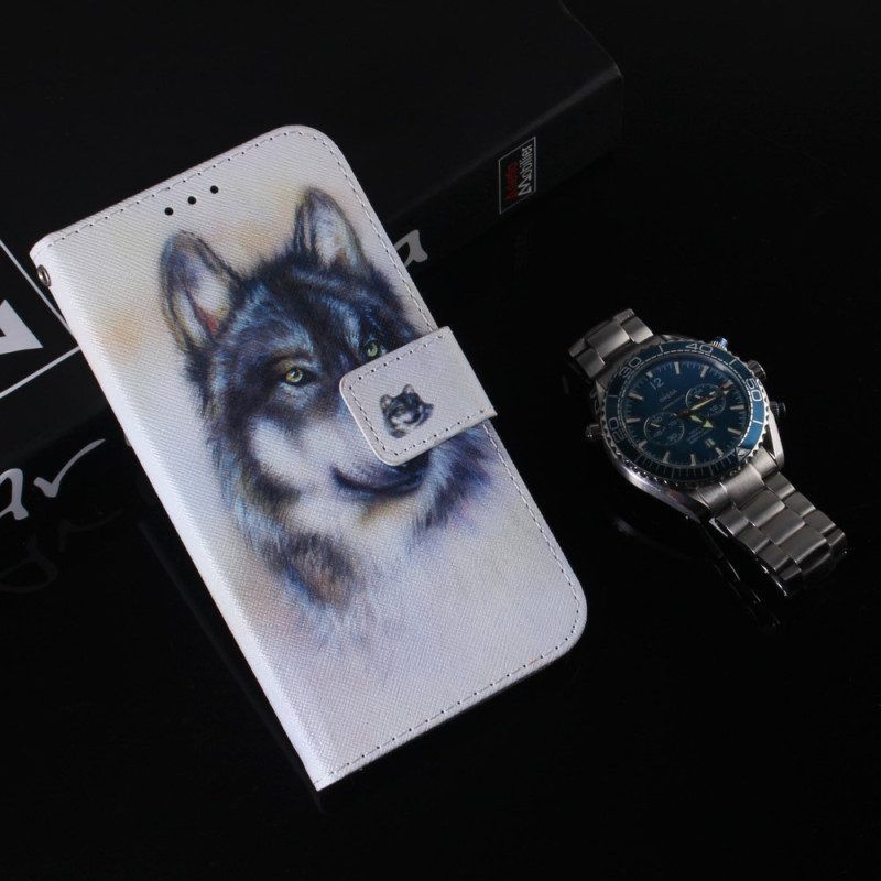 Lederhüllen Für Oppo Reno 8 Lite Aquarell-wolf