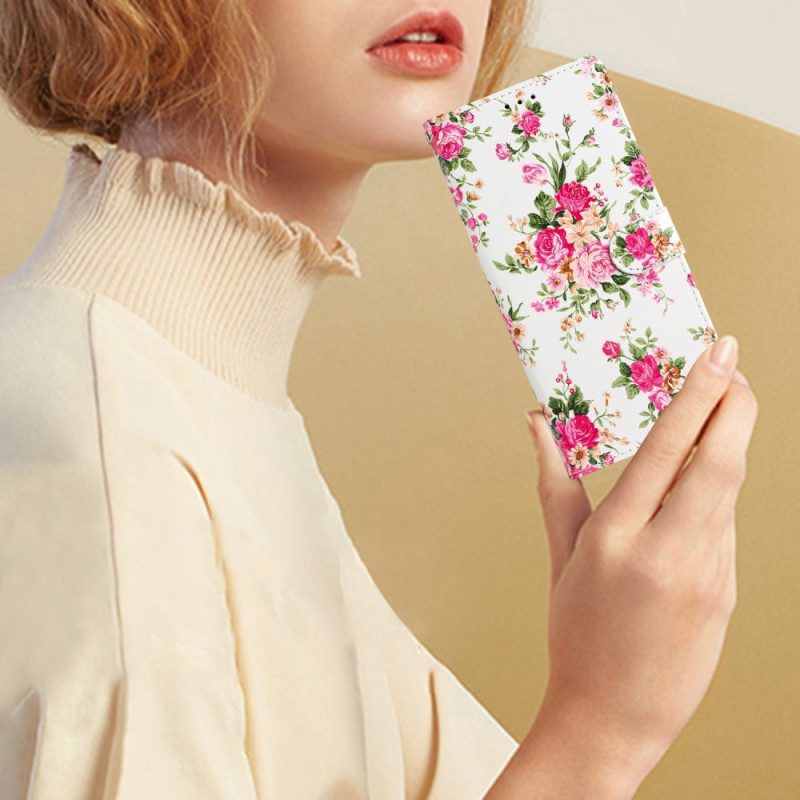 Lederhüllen Für Oppo Reno 8 Lite Mit Kordel Riemen Liberty Flowers