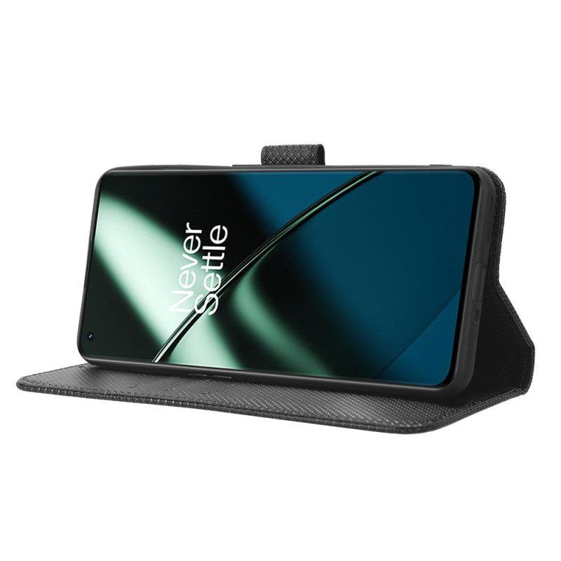 Flip Case Für OnePlus 11 5G Mit Kordel Strukturierter Riemchen