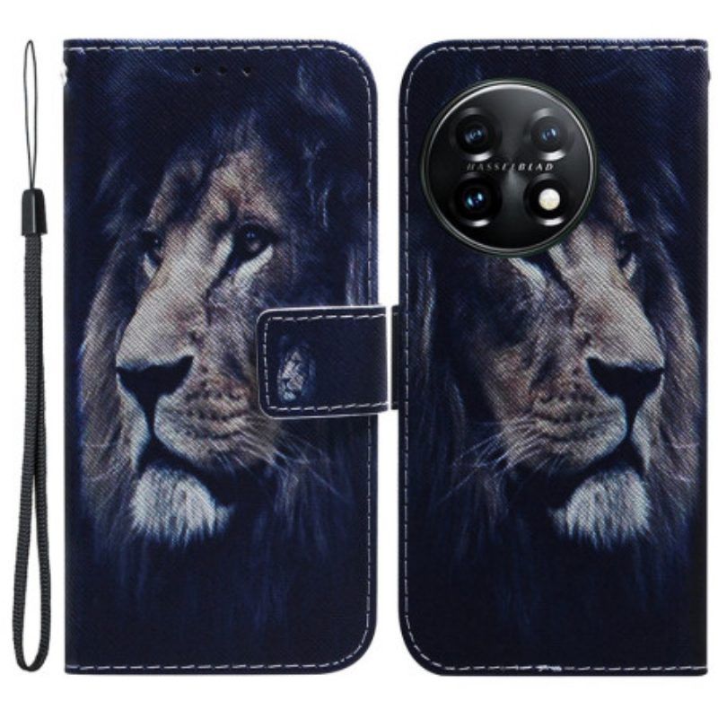 Flip Case Für OnePlus 11 5G Träumender Löwe