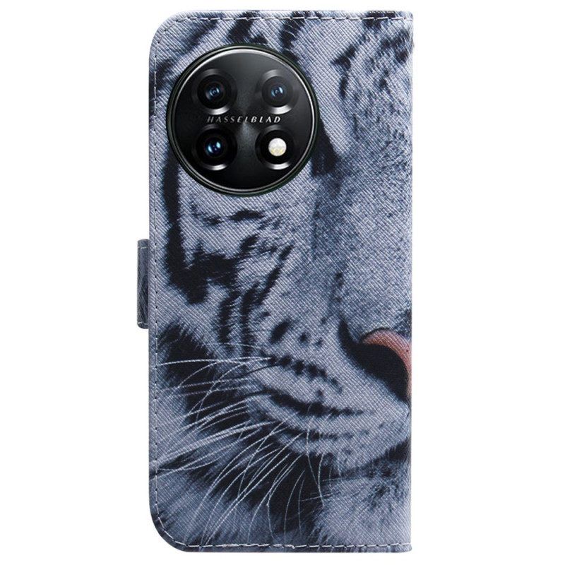 Flip Case Für OnePlus 11 5G Weißer Tiger