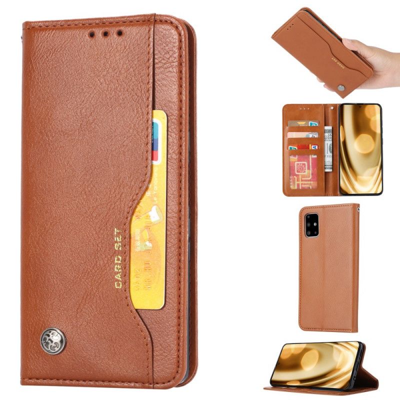 Flip Case Samsung Galaxy A71 Schwarz Kartenhalter Aus Kunstleder