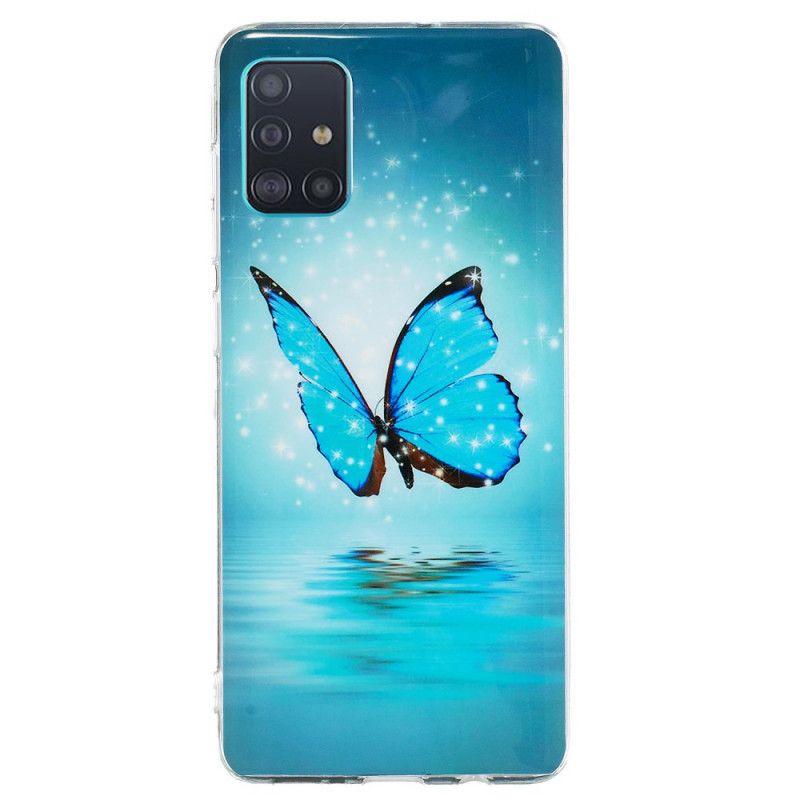 Hülle Samsung Galaxy A71 Fluoreszierender Blauer Schmetterling