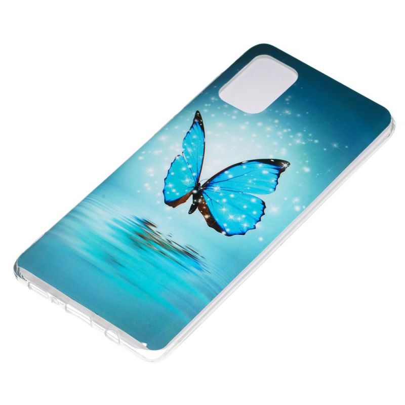 Hülle Samsung Galaxy A71 Fluoreszierender Blauer Schmetterling