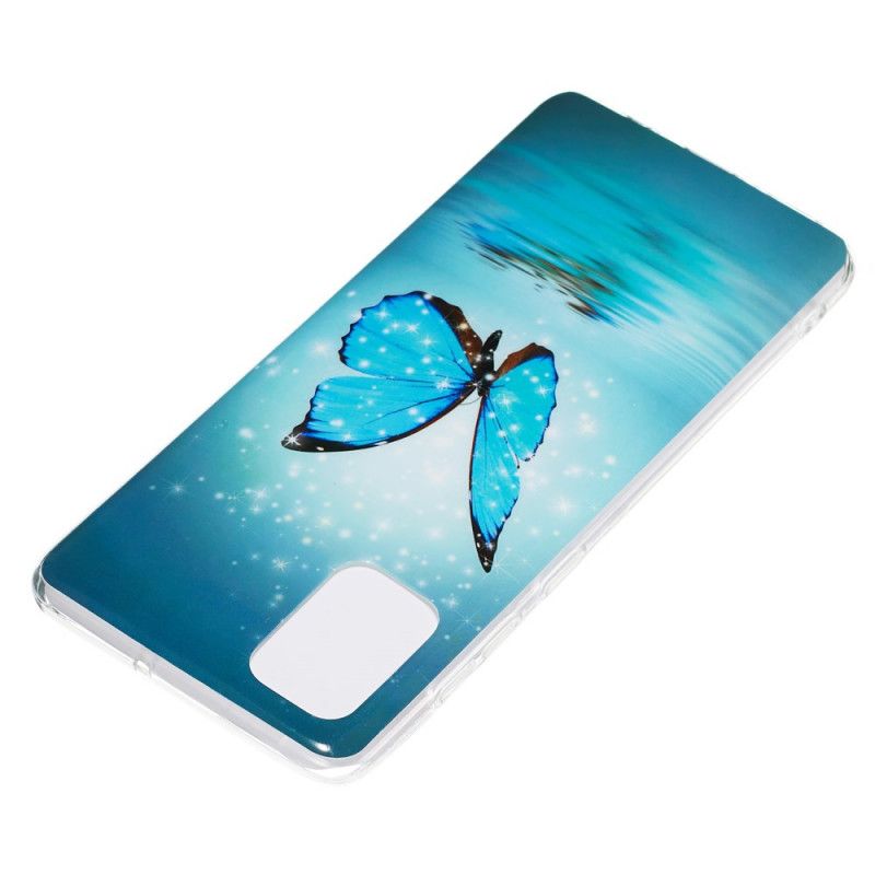 Hülle Samsung Galaxy A71 Fluoreszierender Blauer Schmetterling