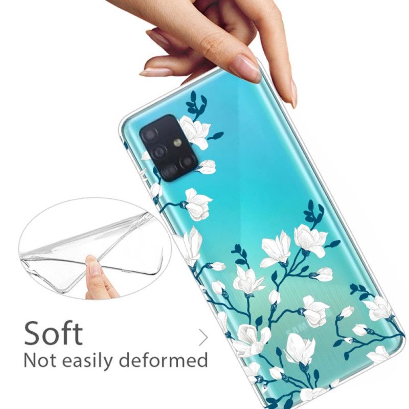 Hülle Samsung Galaxy A71 Handyhülle Weiße Blüten