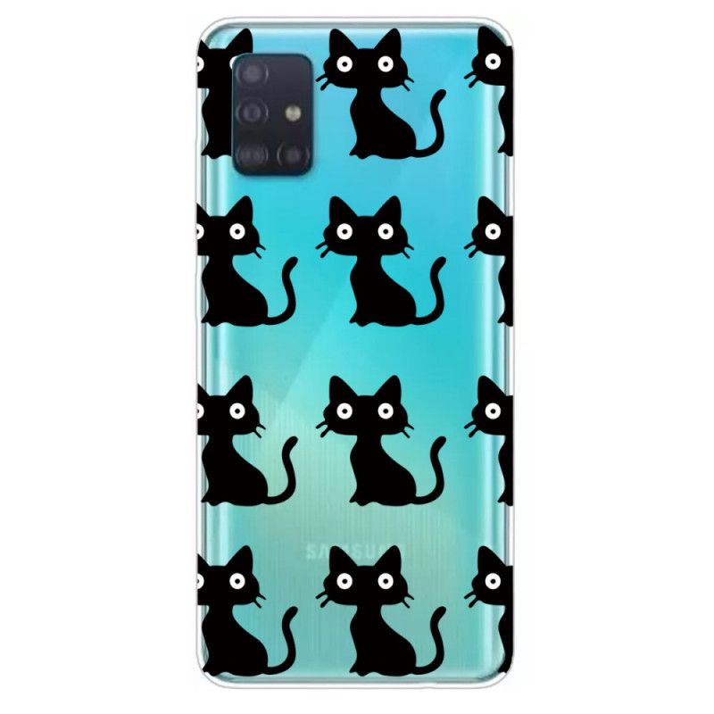 Hülle Samsung Galaxy A71 Mehrere Schwarze Katzen