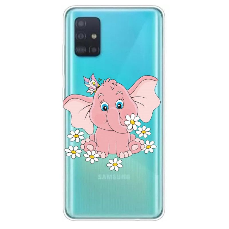 Hülle Samsung Galaxy A71 Transparenter Rosa Elefant