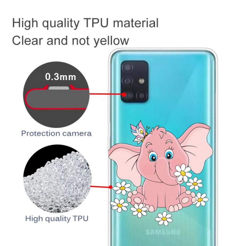 Hülle Samsung Galaxy A71 Transparenter Rosa Elefant