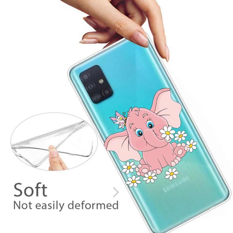 Hülle Samsung Galaxy A71 Transparenter Rosa Elefant