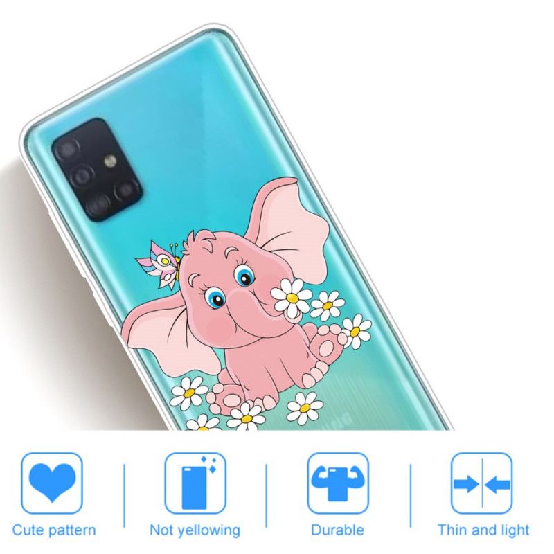 Hülle Samsung Galaxy A71 Transparenter Rosa Elefant