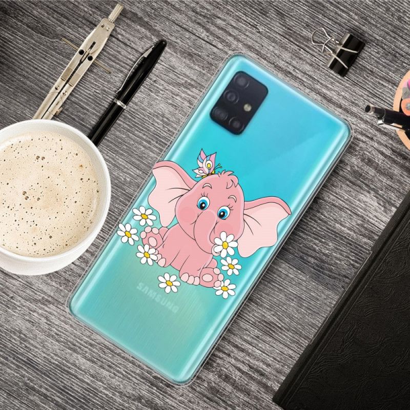 Hülle Samsung Galaxy A71 Transparenter Rosa Elefant