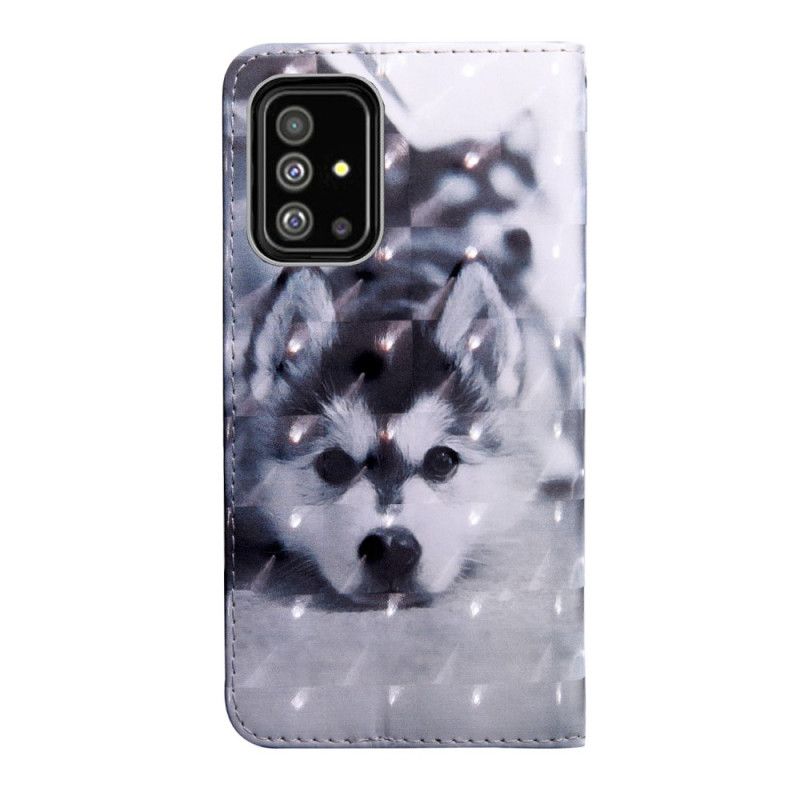 Lederhüllen Für Samsung Galaxy A71 Schwarz-Weißer Hund