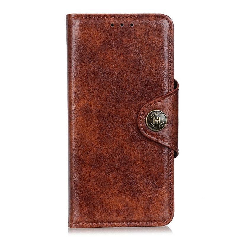 Lederhüllen Samsung Galaxy A71 Dunkelbraun Vintage Aus Kunstlederknopf